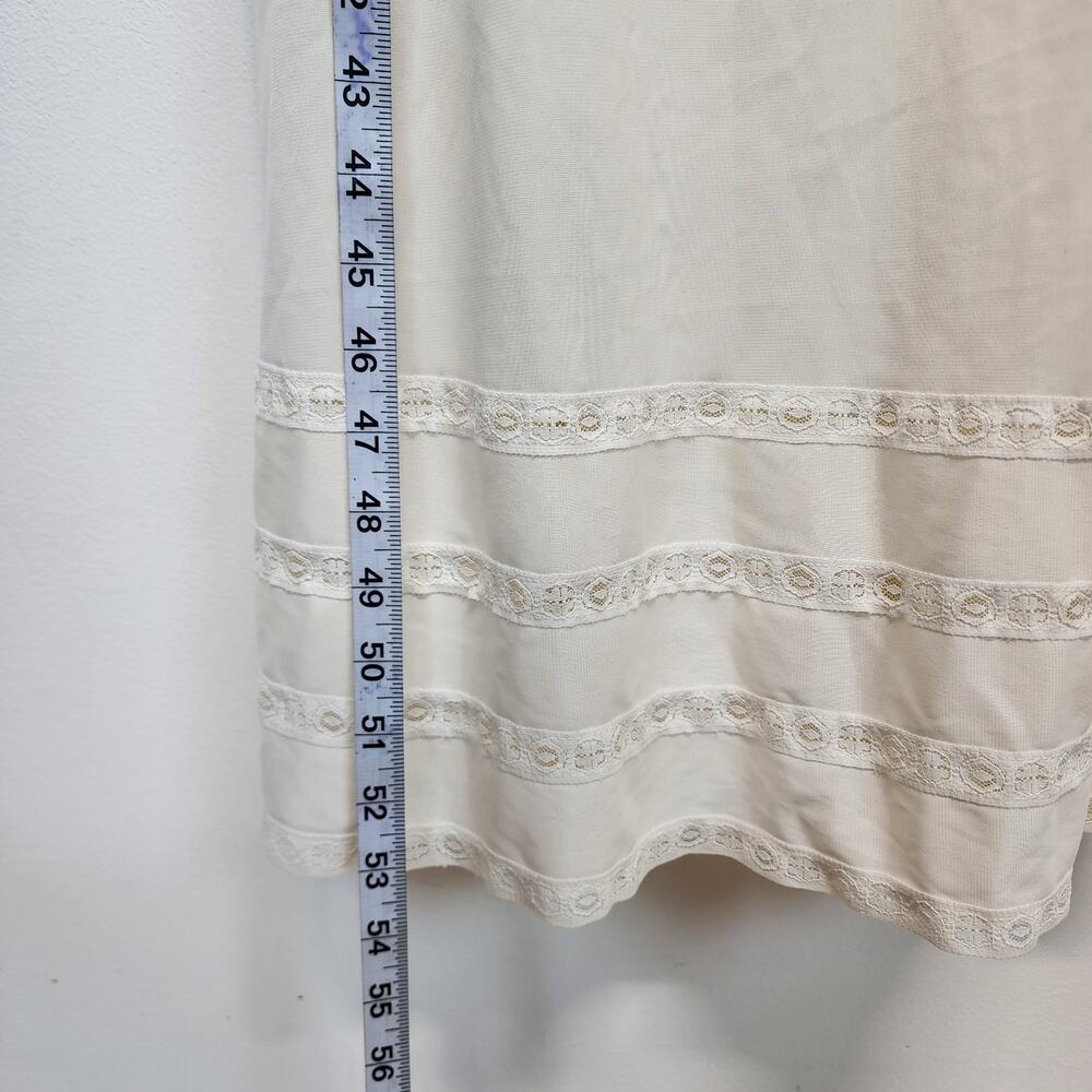 Vintage Sears Maxi Slip Dress Gown Size 36 Ivory Nylon Adjustable Lace Trim - Picture 12 of 14